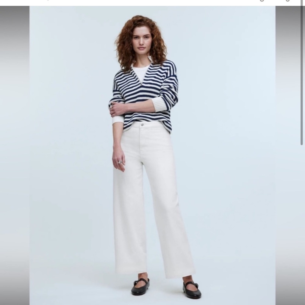 Madewell The Curvy Emmett Wide-Leg Jean in Tile White